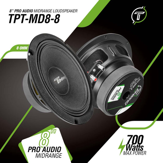 Timpano Audio TPT-MD8-8 PRO 8" Midrange 700 Watts PRO Audio Loudspeaker 8 Ohm  Car Audio Premium Sound System Speaker