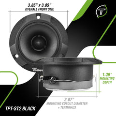 Timpano Audio TPT-ST2 BLACK 3.85" Car Audio Bullet Tweeters 600 Watts 4 Ohm  Pair