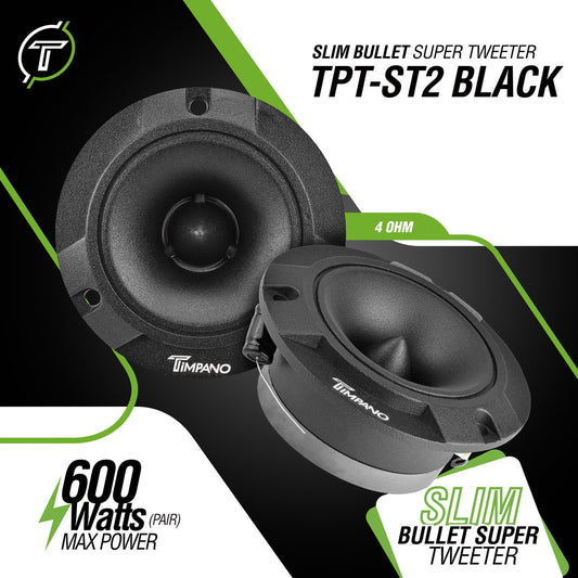 Timpano Audio TPT-ST2 BLACK 3.85" Car Audio Bullet Tweeters 600 Watts 4 Ohm  Pair