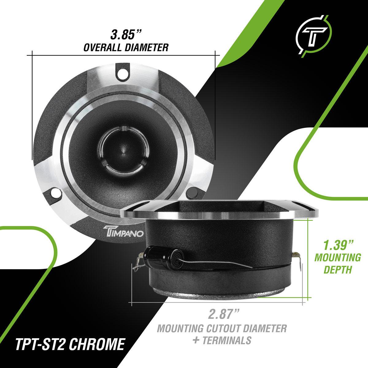 Timpano Audio TPT-ST2 CHROME 3.85" Car Audio Bullet Tweeters 600 Watts 4 Ohm  Pair