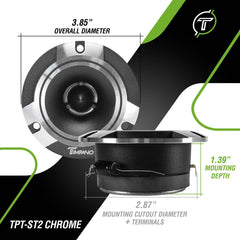 Timpano Audio TPT-ST2 CHROME 3.85" Car Audio Bullet Tweeters 600 Watts 4 Ohm  Pair