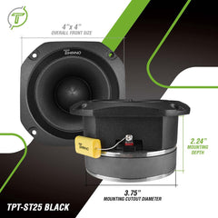 Timpano Audio TPT-ST25 BLACK 4" PRO Audio Super Tweeters 900 Watts 8 Ohm  Pair