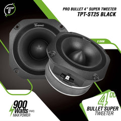 Timpano Audio TPT-ST25 BLACK 4" PRO Audio Super Tweeters 900 Watts 8 Ohm  Pair