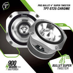 Timpano Audio TPT-ST25 CHROME 4" PRO Audio Super Tweeters 900 Watts 8 Ohm  Pair