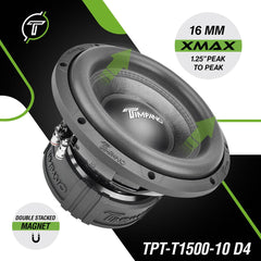 Timpano Audio TPT-T1500-10 D4 10" Car Audio Subwoofer 1500 Watts Dual 4 Ohm Daily Banger