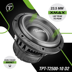 Timpano Audio TPT-T2500-10 D2 10" Car Audio Subwoofer 2000 Watts Dual 2 Ohm High Performance