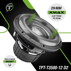 Timpano Audio TPT-T3500-12 D2 12" Car Audio Subwoofer 3500 Watts Dual 2 Ohm Ultimate Performance