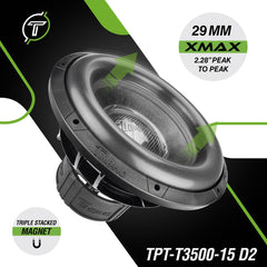 Timpano Audio TPT-T3500-15 D2 15" Car Audio Subwoofer 3500 Watts Dual 2 Ohm Ultimate Performance