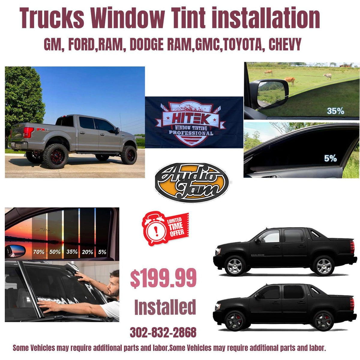 Trucks Window Tint installation GM, FORD,RAM, DODGE RAM,GMC,TOYOTA, CHEVY