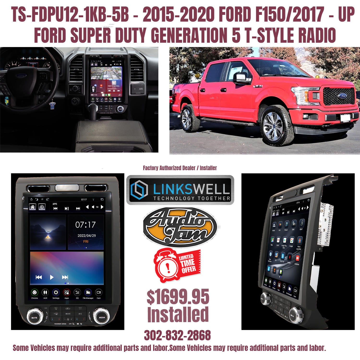 Linkswell Generation 5 T-Style 12.1″ HD touch screen Radio for the 15-20 F-150 & 17-up Super Duty