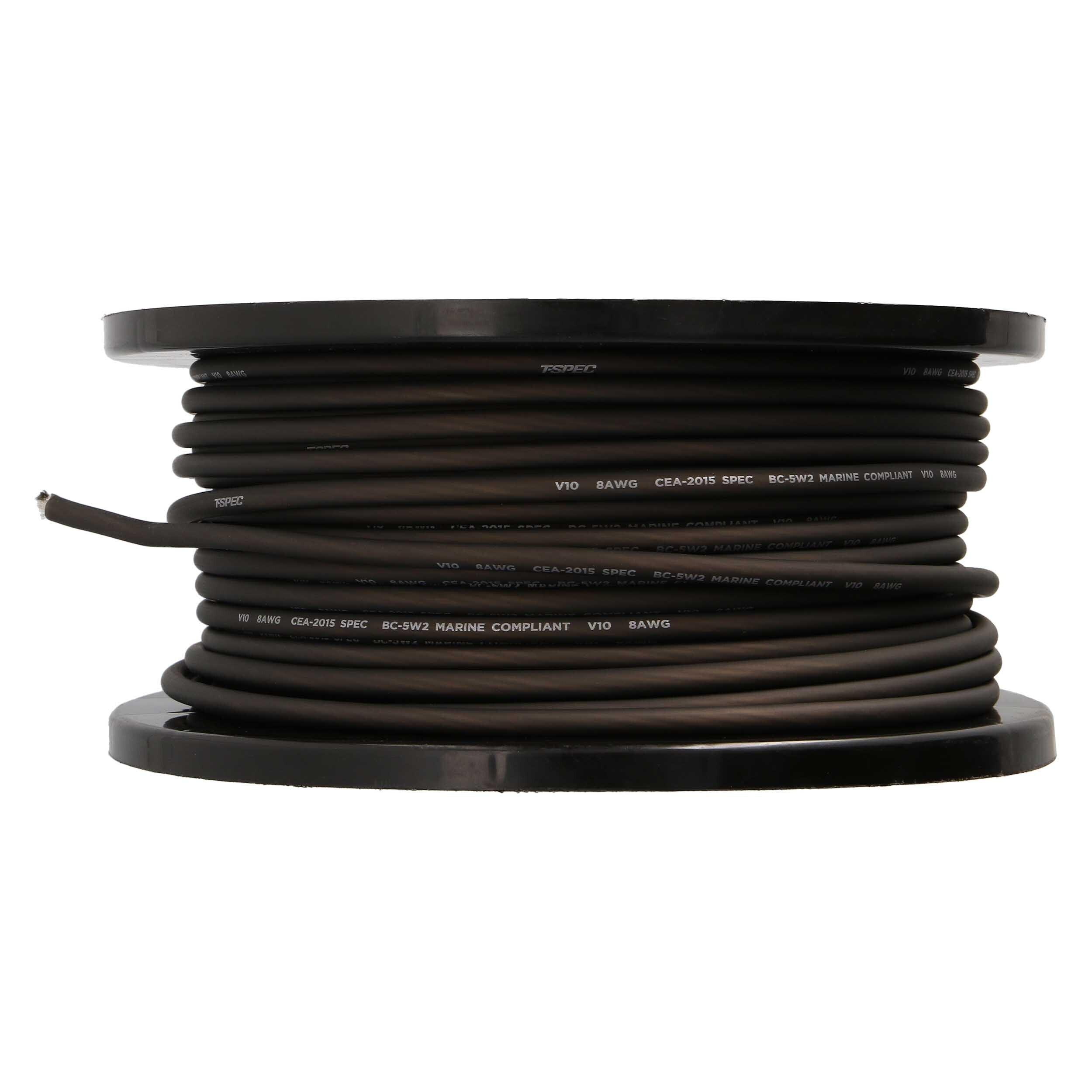 T-SPEC V10GW-8250 8 AWG 250FT MATTE BLACK OFC POWER WIRE - v10 SERIES