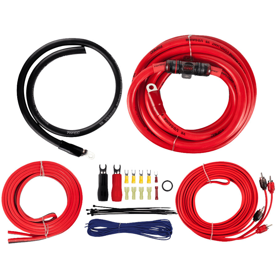 T-SPEC V6-RAK1-0 1/0AWG 2400W AMP KIT WITH RCA - V6 SERIES