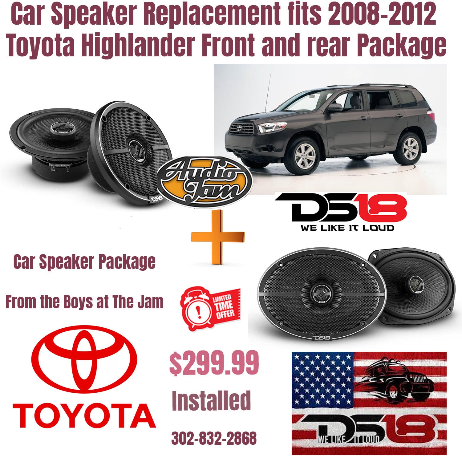 Car Speaker Replacement fits 2008-2012 Toyota Highlander Front and rear Package