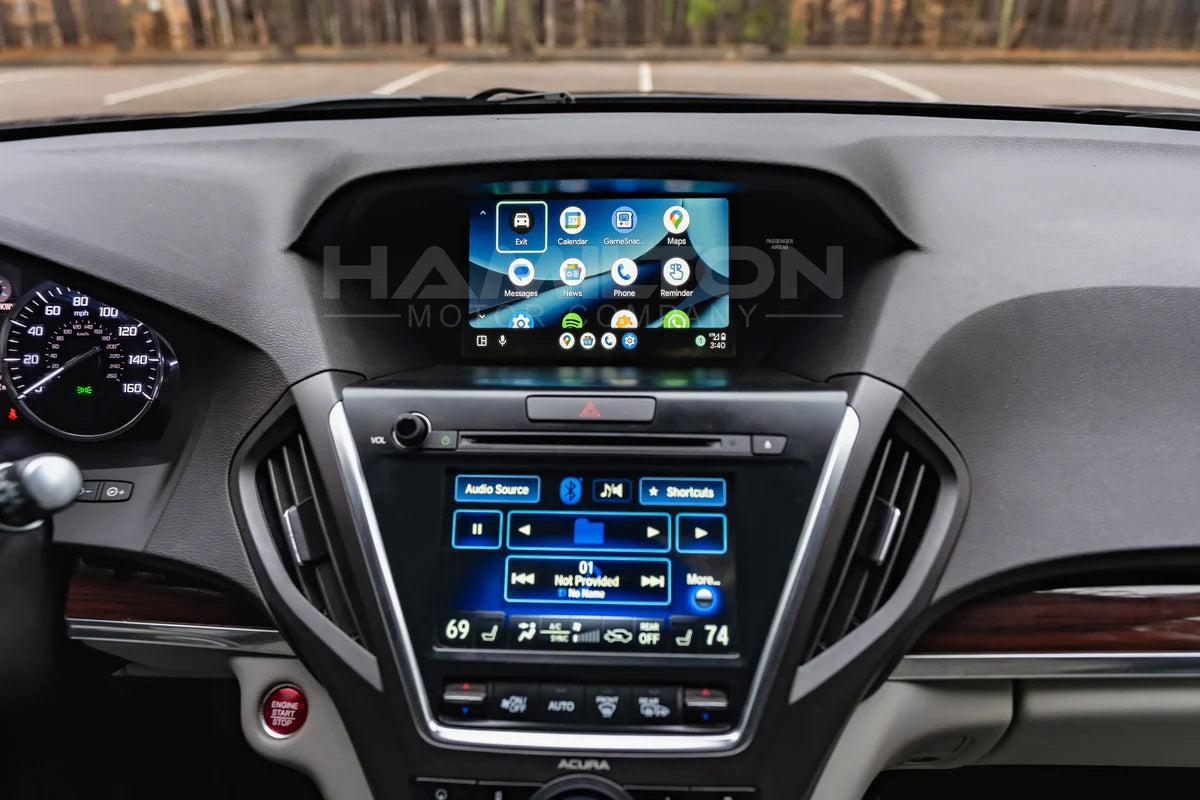 Car dashboard with digital display and navigation system