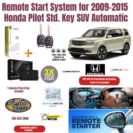Remote Start System for 2009-2015  Honda Pilot Std. Key SUV Automatic