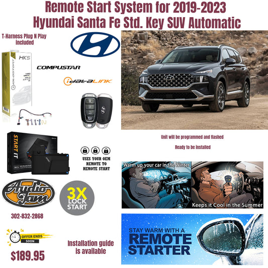 Remote Start System for 2019-2023 Hyundai Santa Fe Std. Key SUV Automatic