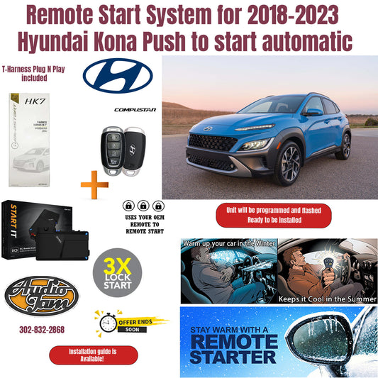 Remote Start System for 2018-2023 Hyundai Kona Push to start automatic