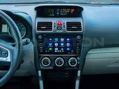 Car dashboard with digital display and control buttons