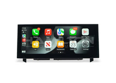 Car multimedia system display with app icons on a white background