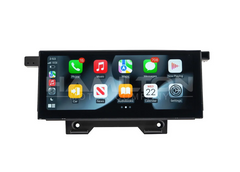 Car multimedia display with app icons on a white background