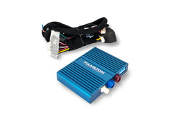 Blue electronic device with wiring on a white background