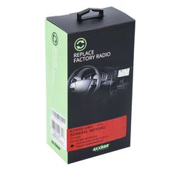 Box for replacing a factory radio with visible branding on a white background