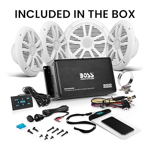 BOSS ASK904B.64 Marine Audio System – Full Kit with Bluetooth