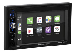 Car multimedia system with touchscreen display and app icons on a white background
