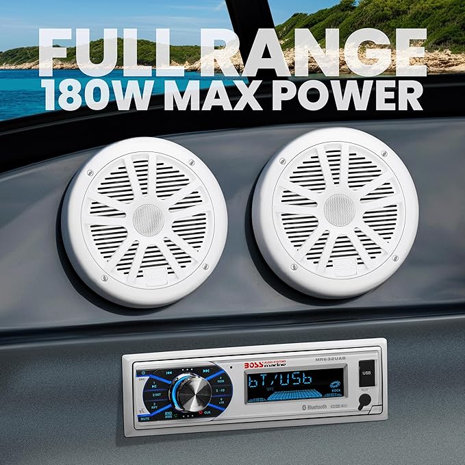 BOSS MCK632WB.64 Marine Audio Kit with Bluetooth & 4 Speakers