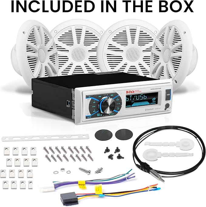 BOSS MCK632WB.64 Marine Audio Kit with Bluetooth & 4 Speakers