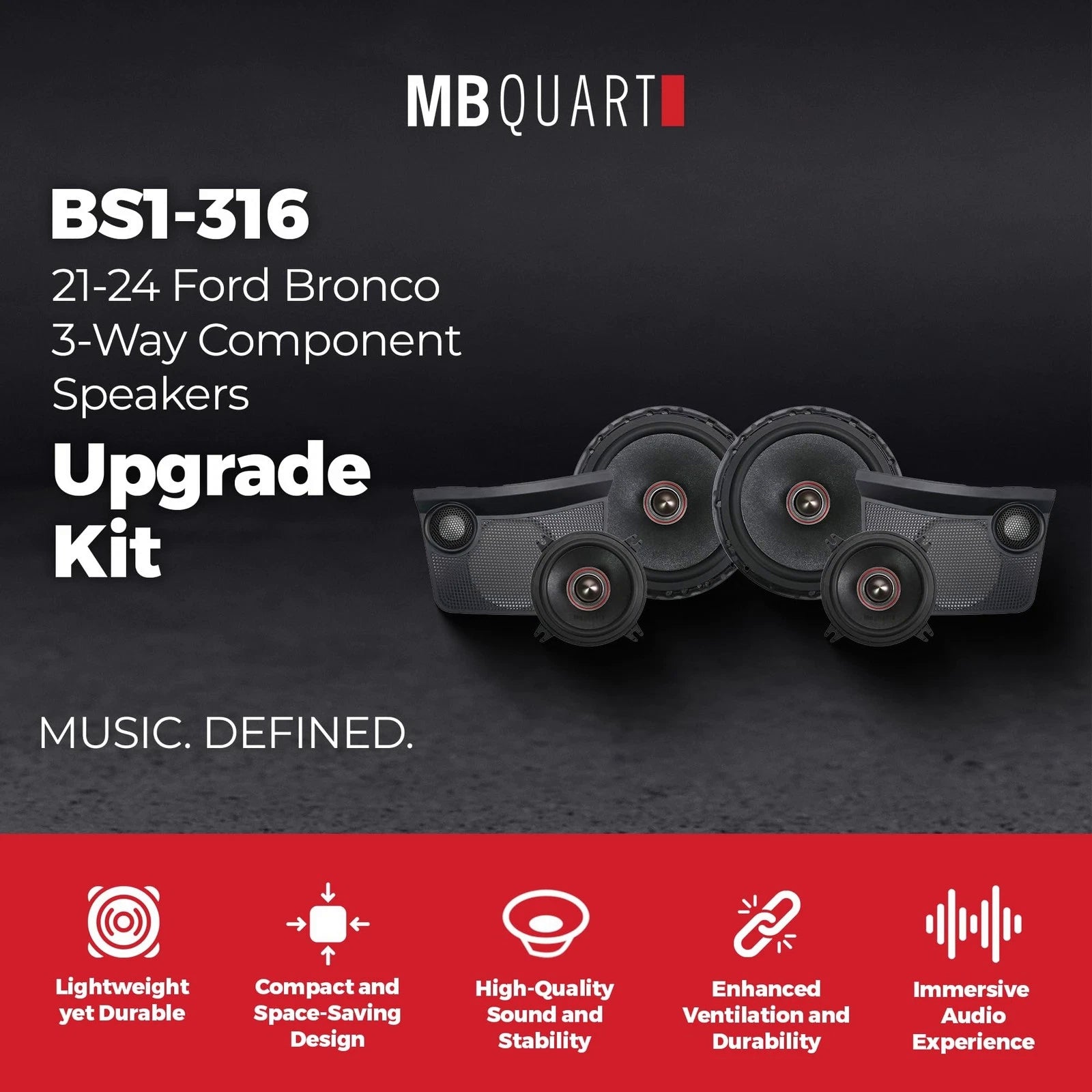 mb quart bs1-316 for 2021-2024 bronco