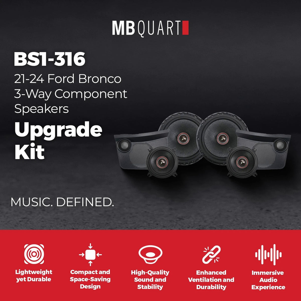 mb quart bs1-316 for 2021-2024 bronco