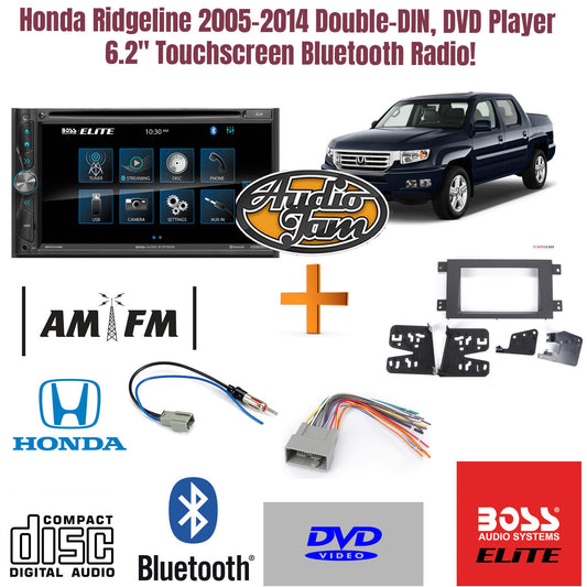 Honda Ridgeline 05-14 Double-DIN, DVD Player 6.2" Touchscreen Bluetooth Radio!