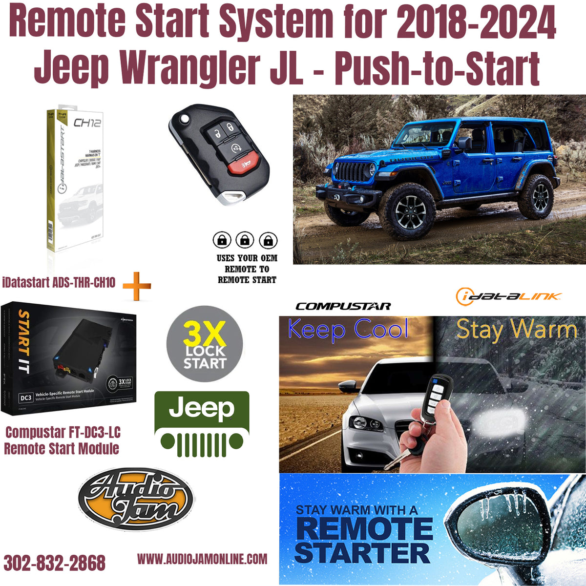 car remote start jeep wrangler jl 2018-2024