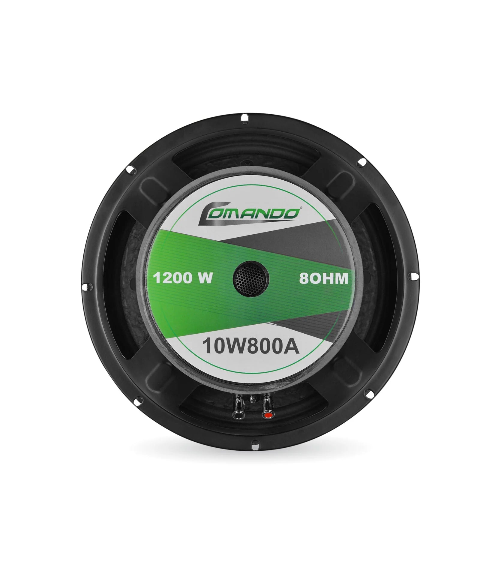 Speaker with 'Comando' branding and technical specifications on a white background