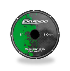 Speaker with green and black design on a white background