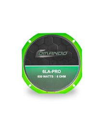 Green and black speaker with 'Comando' branding on a white background