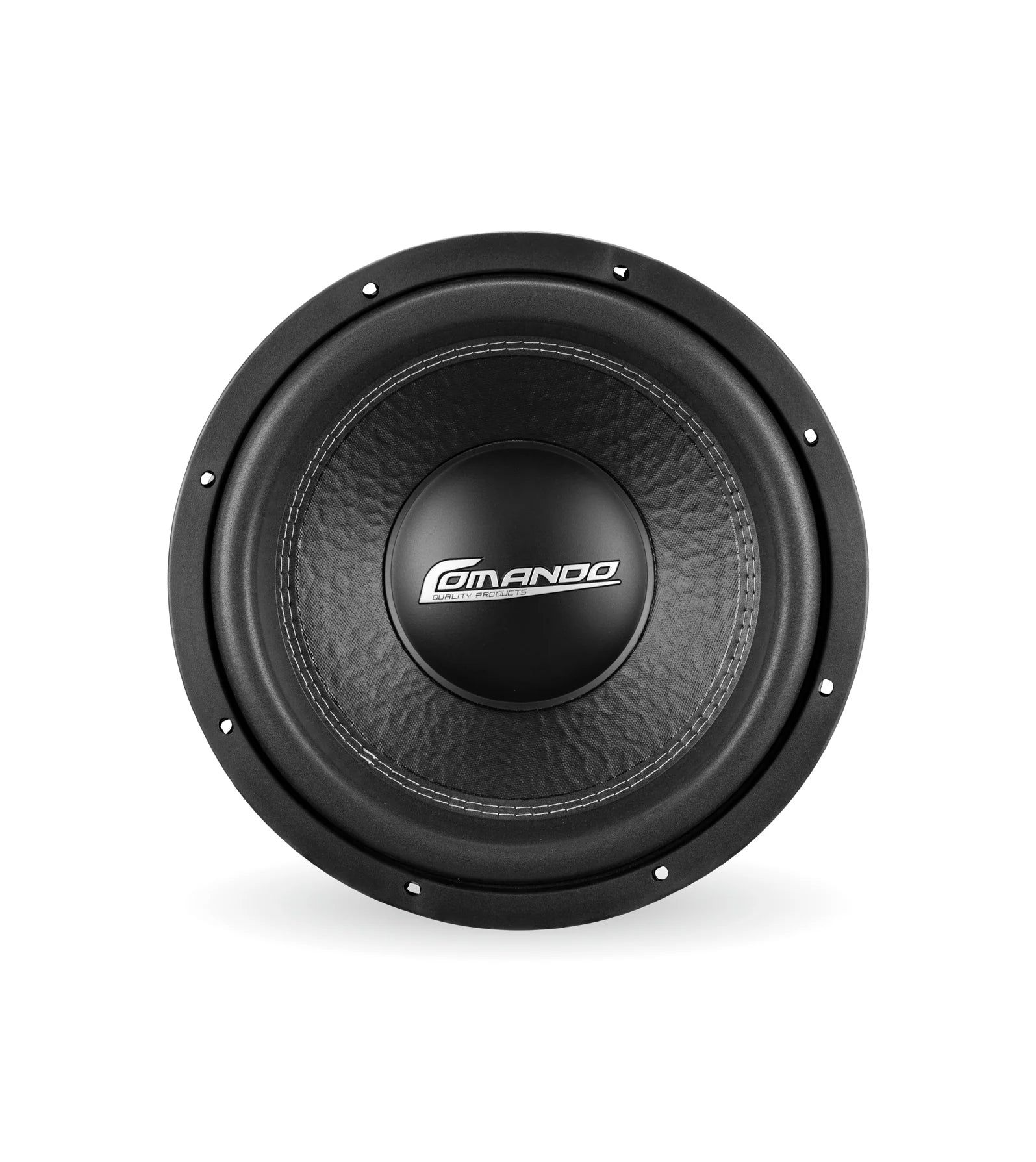 Picture of car audio subwoofer with Comando logo