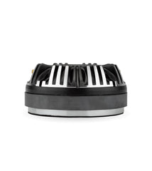 Black and silver cylindrical object on a white background