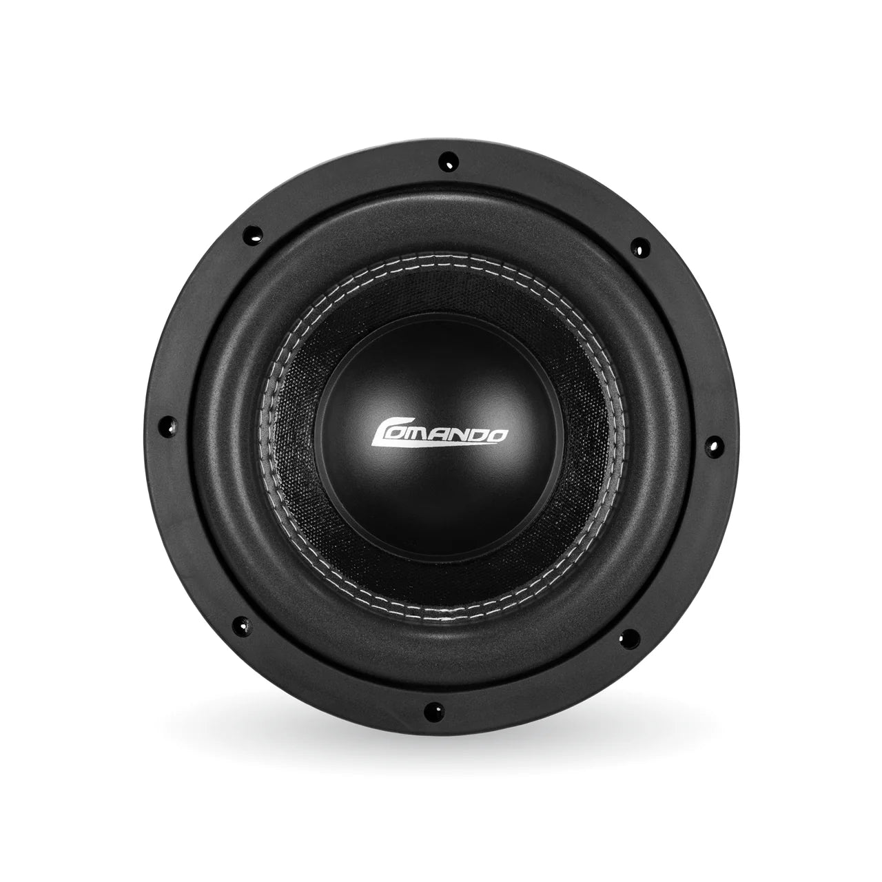 Car Audio subwoofer with 'comando' branding on a white background