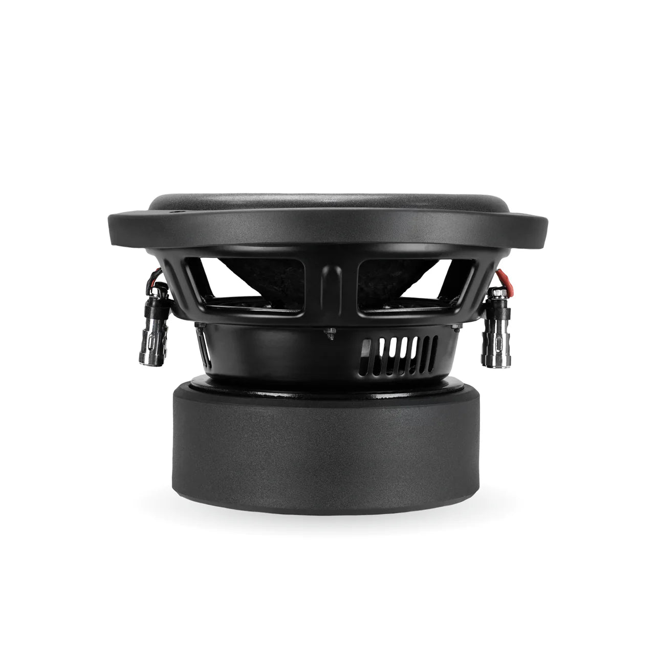 Black car subwoofer on a white background