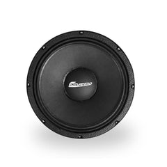 Black speaker driver with brand logo on a white background