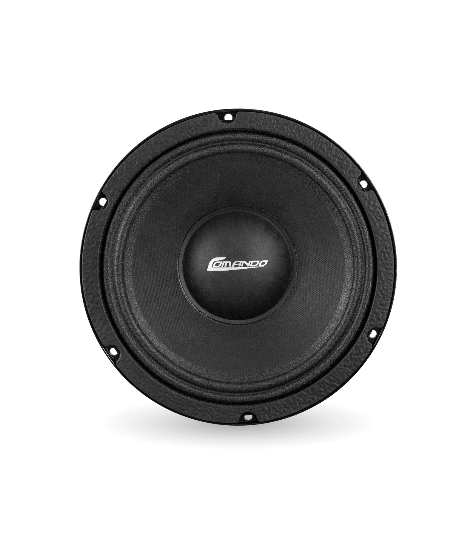 Black Pro Audio speaker Midrange with a brand logo on a white background