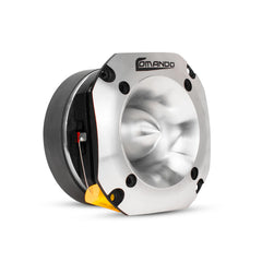 Metallic engine part with Comando branding on a white background