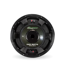Car subwoofer with 'comando' branding and power rating on a white background
