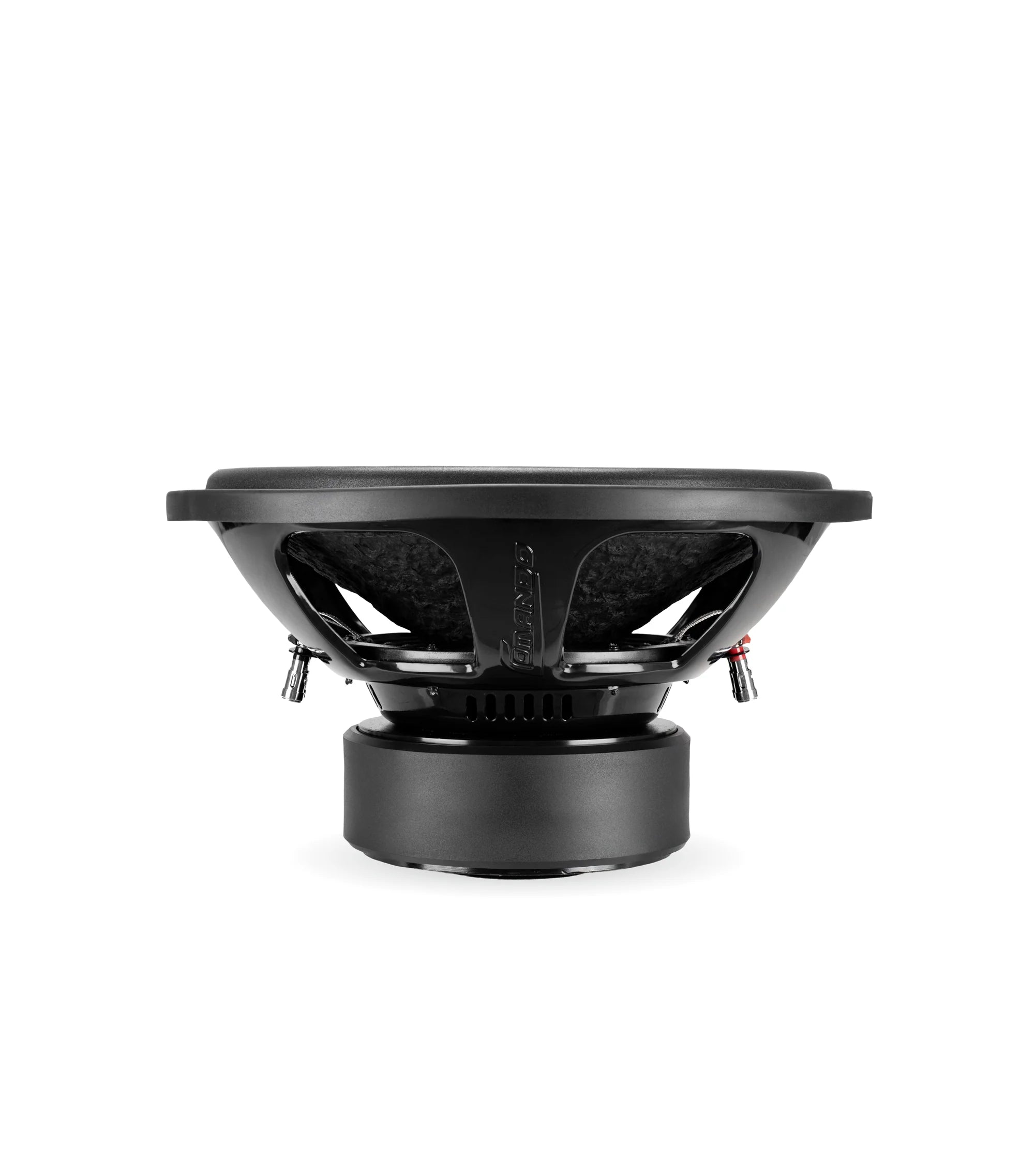 Black car subwoofer on a white background