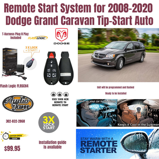 Remote Start System for 2008-2020 Dodge Grand Caravan Tip-Start Automatic