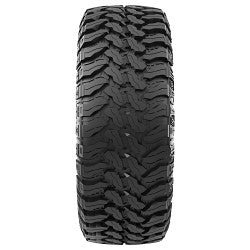 Tire with tread pattern on a white background