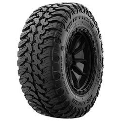 Tire with tread pattern on a white background