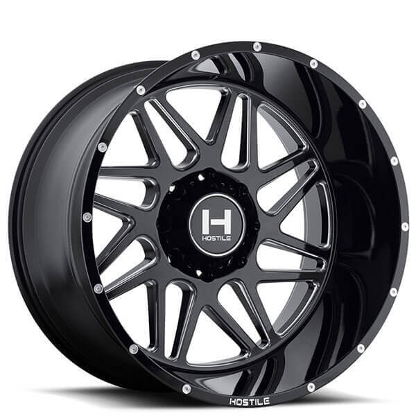 hostile h108 sprocket 22 inch gloss black rims ford f150 delaware